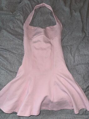 Pink Halter Fit-and-Flare Dress